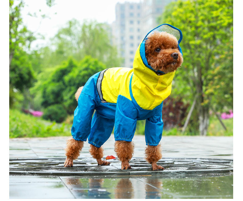 Pet dog raincoat tail all-inclusive waterproof